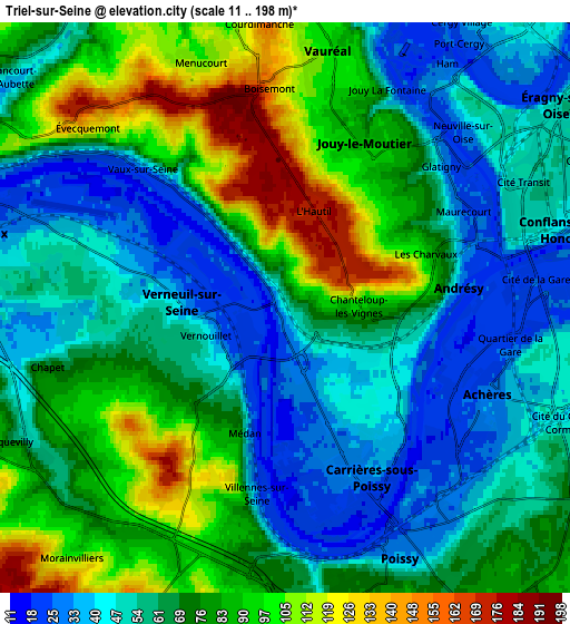 Zoom OUT 2x Triel-sur-Seine, France elevation map