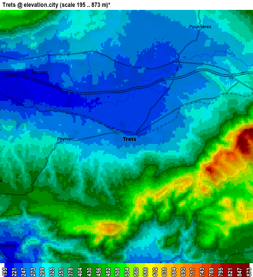 Zoom OUT 2x Trets, France elevation map