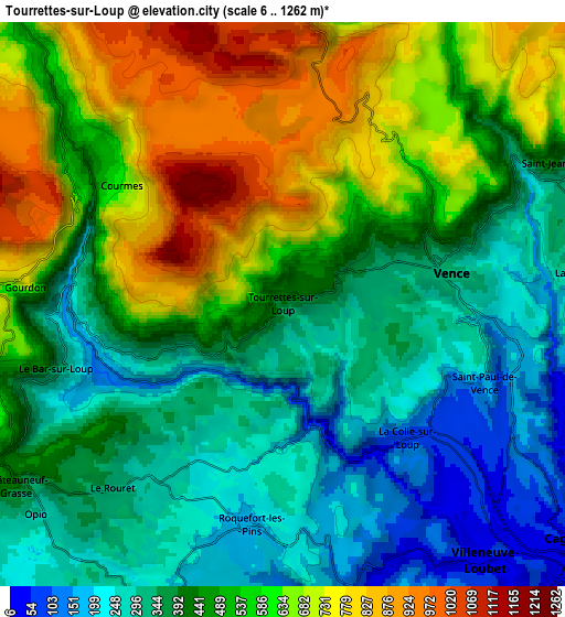 Zoom OUT 2x Tourrettes-sur-Loup, France elevation map