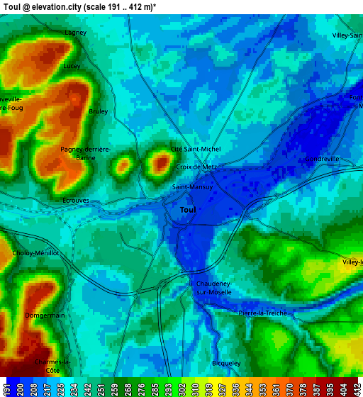 Zoom OUT 2x Toul, France elevation map