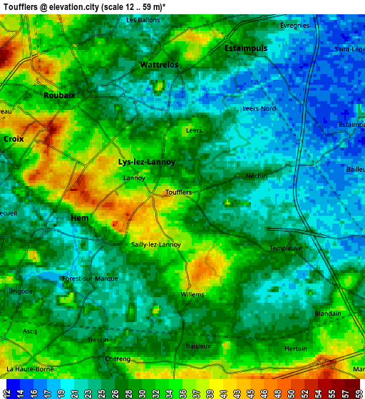 Zoom OUT 2x Toufflers, France elevation map