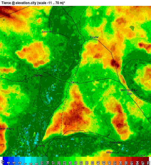 Zoom OUT 2x Tiercé, France elevation map