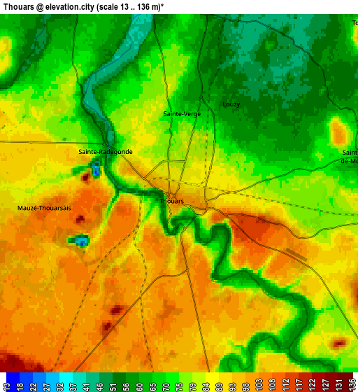 Zoom OUT 2x Thouars, France elevation map