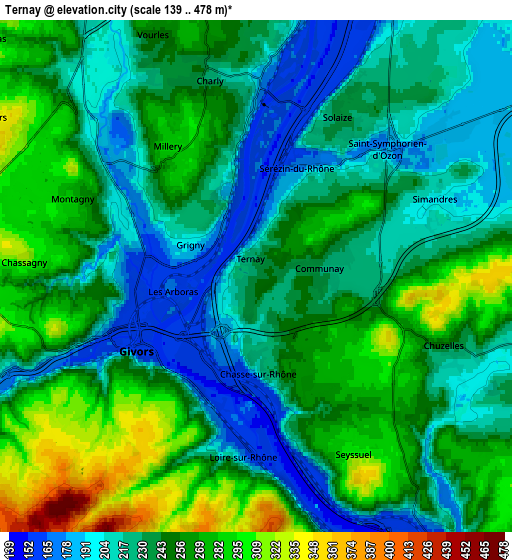 Zoom OUT 2x Ternay, France elevation map