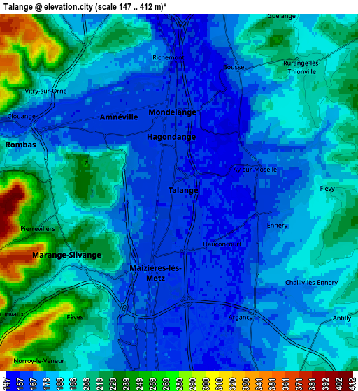 Zoom OUT 2x Talange, France elevation map