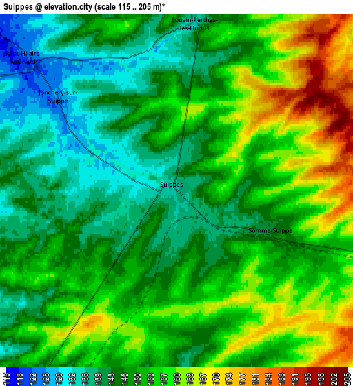 Zoom OUT 2x Suippes, France elevation map