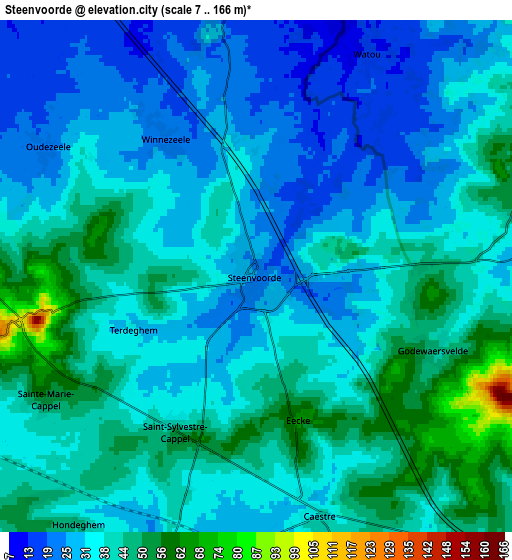 Zoom OUT 2x Steenvoorde, France elevation map