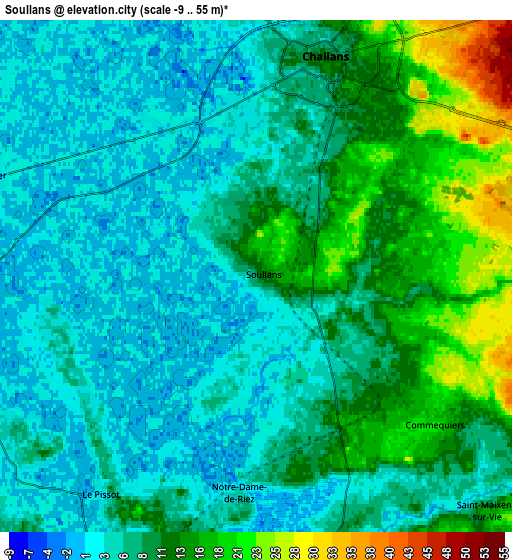 Zoom OUT 2x Soullans, France elevation map