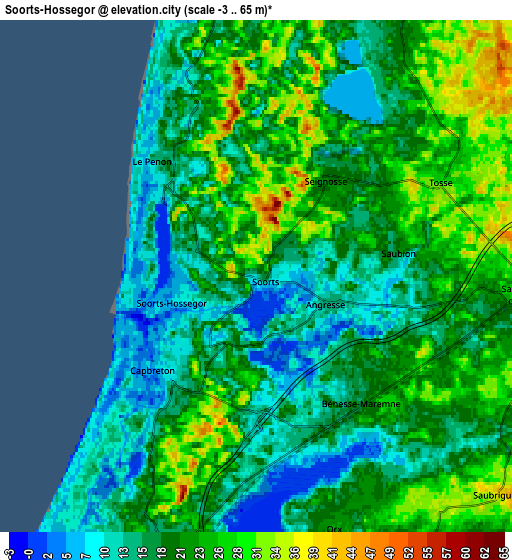 Zoom OUT 2x Soorts-Hossegor, France elevation map