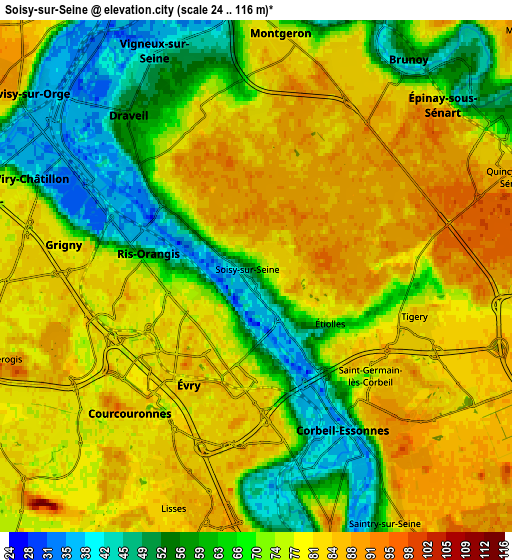 Zoom OUT 2x Soisy-sur-Seine, France elevation map