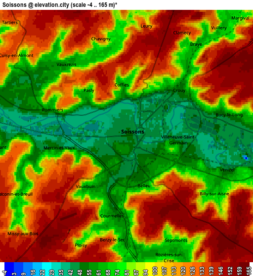 Zoom OUT 2x Soissons, France elevation map