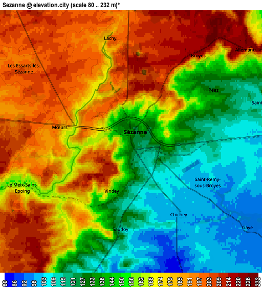 Zoom OUT 2x Sézanne, France elevation map