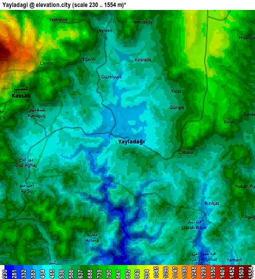 Zoom OUT 2x Yayladağı, Turkey elevation map