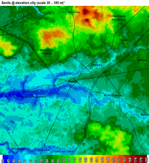 Zoom OUT 2x Senlis, France elevation map