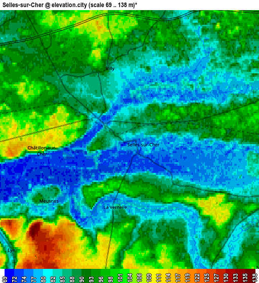 Zoom OUT 2x Selles-sur-Cher, France elevation map