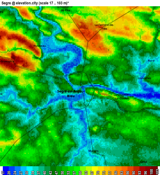 Zoom OUT 2x Segré, France elevation map