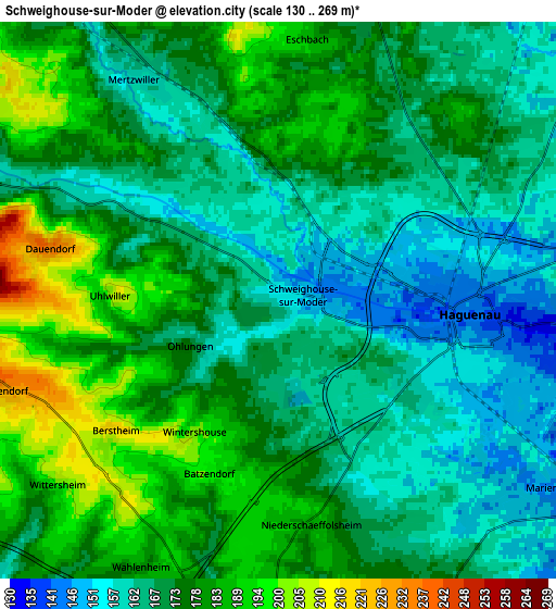 Zoom OUT 2x Schweighouse-sur-Moder, France elevation map