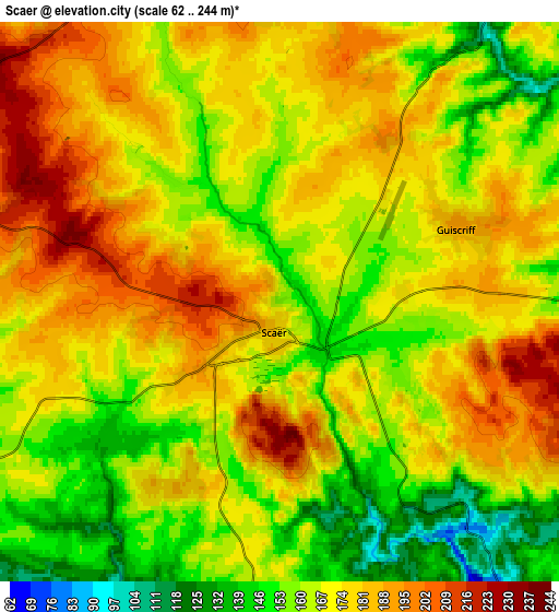 Zoom OUT 2x Scaër, France elevation map