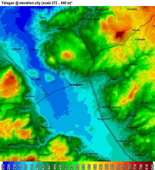 Zoom OUT 2x Yatağan, Turkey elevation map