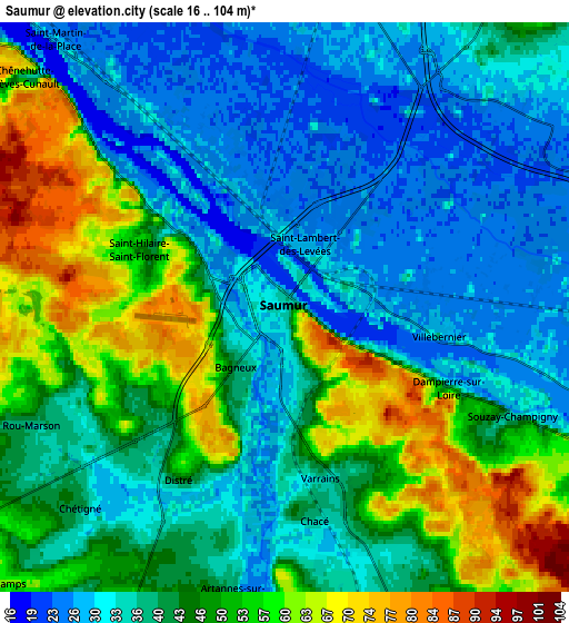 Zoom OUT 2x Saumur, France elevation map