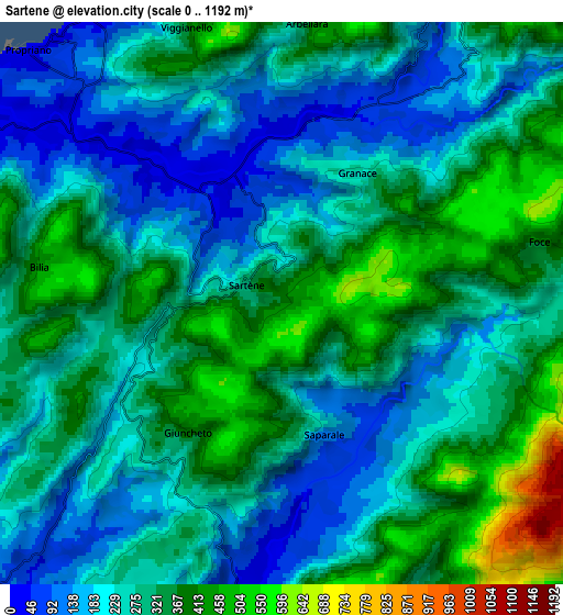 Zoom OUT 2x Sartène, France elevation map