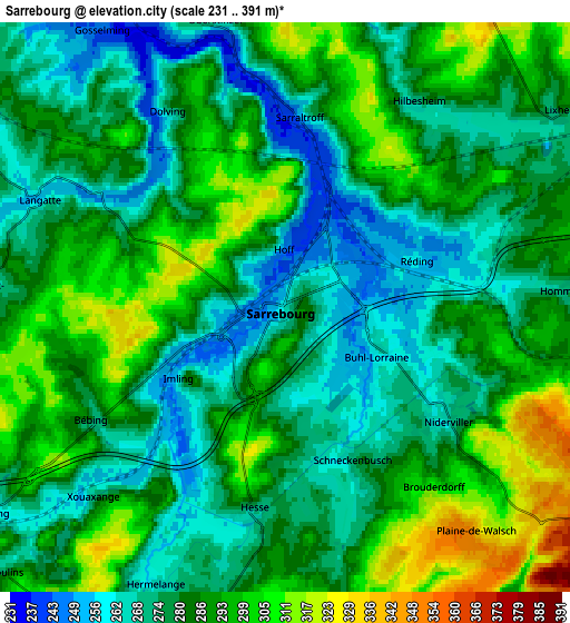 Zoom OUT 2x Sarrebourg, France elevation map