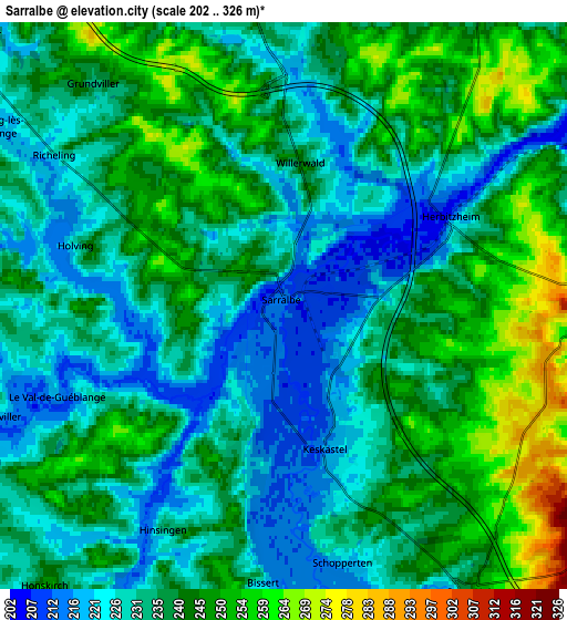 Zoom OUT 2x Sarralbe, France elevation map