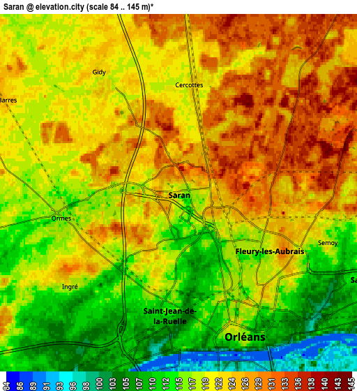 Zoom OUT 2x Saran, France elevation map