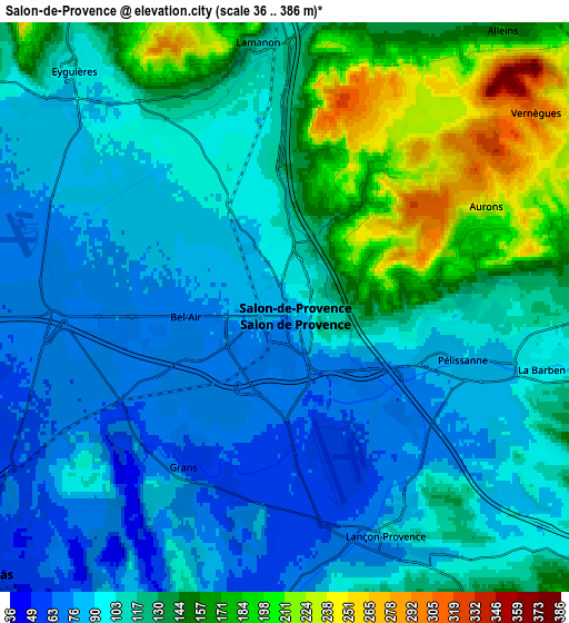 Zoom OUT 2x Salon-de-Provence, France elevation map