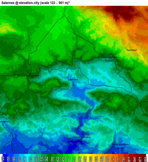 Zoom OUT 2x Salernes, France elevation map