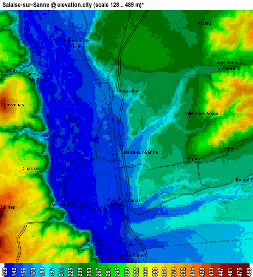 Zoom OUT 2x Salaise-sur-Sanne, France elevation map