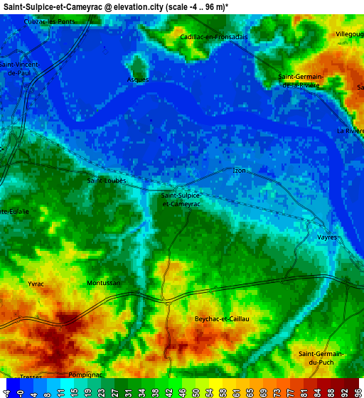 Zoom OUT 2x Saint-Sulpice-et-Cameyrac, France elevation map