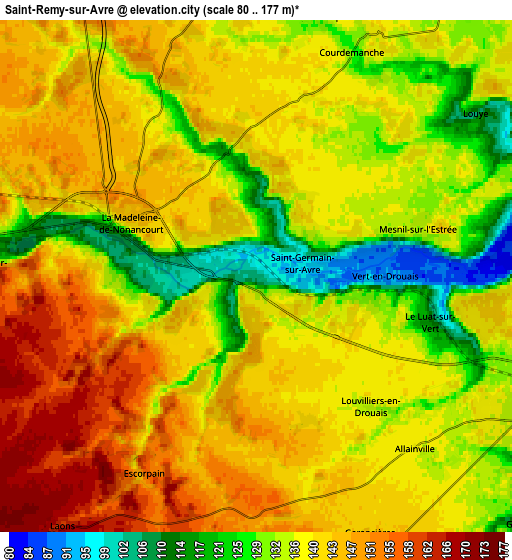 Zoom OUT 2x Saint-Rémy-sur-Avre, France elevation map