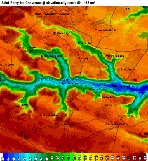 Zoom OUT 2x Saint-Rémy-lès-Chevreuse, France elevation map