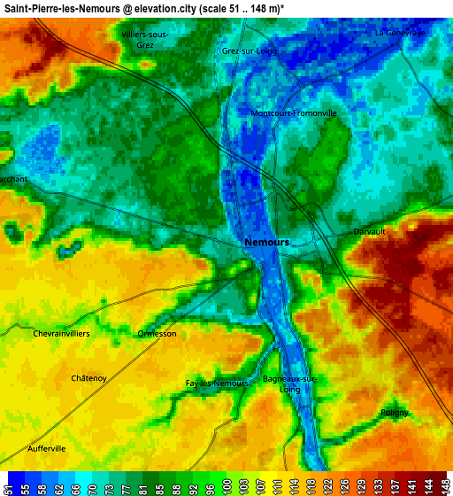 Zoom OUT 2x Saint-Pierre-lès-Nemours, France elevation map