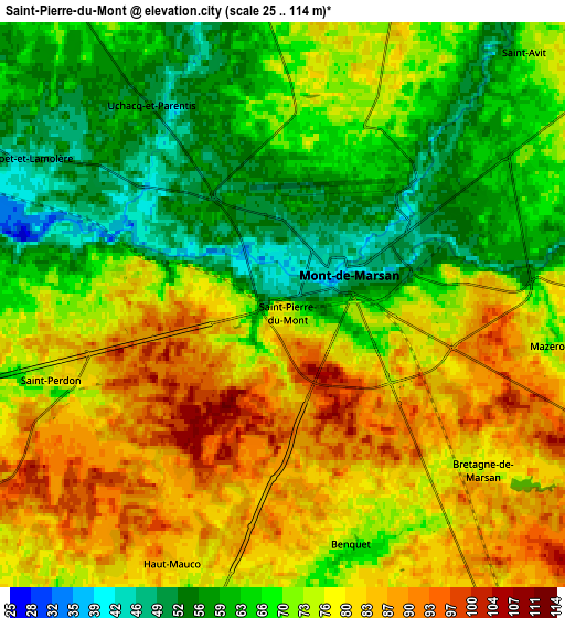 Zoom OUT 2x Saint-Pierre-du-Mont, France elevation map