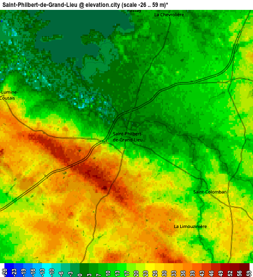 Zoom OUT 2x Saint-Philbert-de-Grand-Lieu, France elevation map