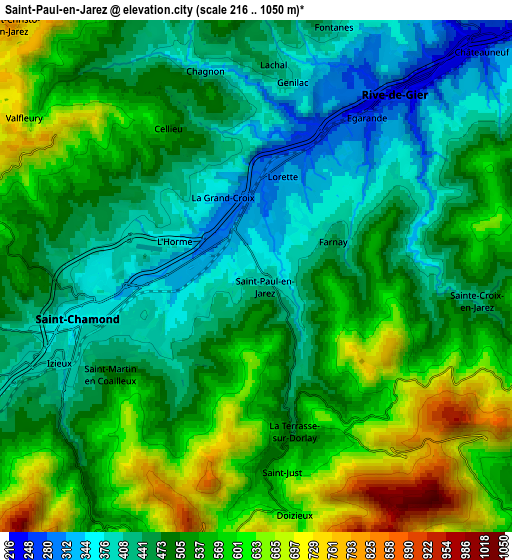 Zoom OUT 2x Saint-Paul-en-Jarez, France elevation map