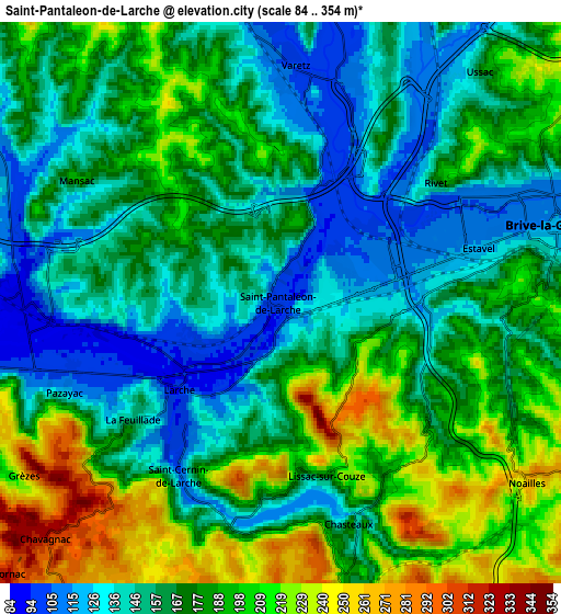 Zoom OUT 2x Saint-Pantaléon-de-Larche, France elevation map