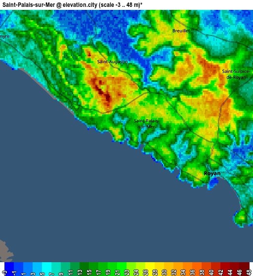 Zoom OUT 2x Saint-Palais-sur-Mer, France elevation map