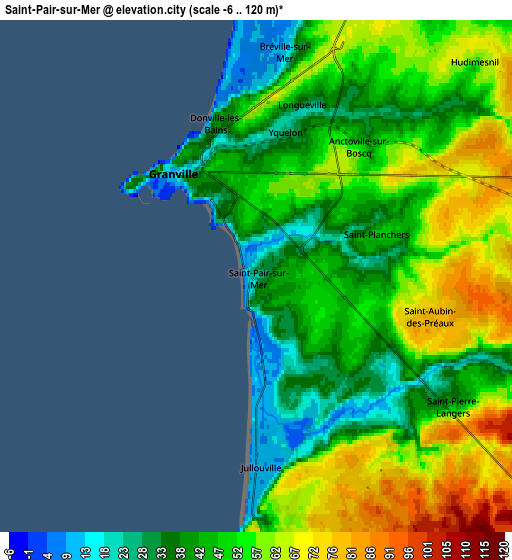 Zoom OUT 2x Saint-Pair-sur-Mer, France elevation map