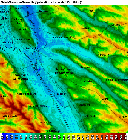 Zoom OUT 2x Saint-Orens-de-Gameville, France elevation map