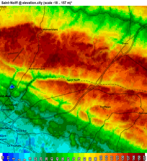 Zoom OUT 2x Saint-Nolff, France elevation map