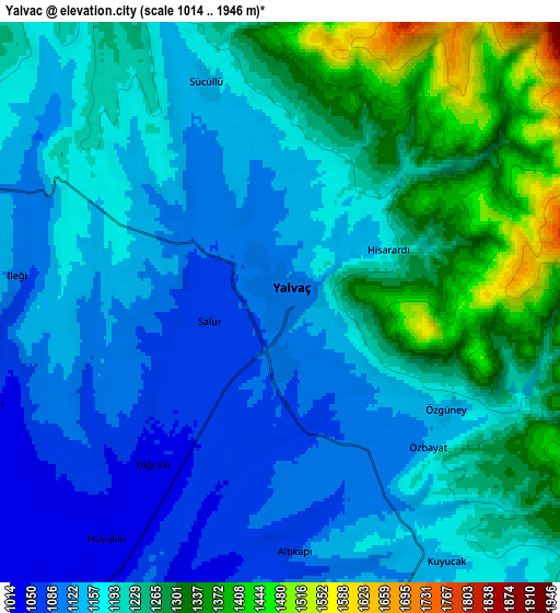 Zoom OUT 2x Yalvaç, Turkey elevation map