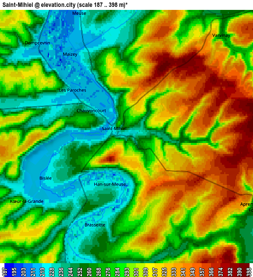 Zoom OUT 2x Saint-Mihiel, France elevation map