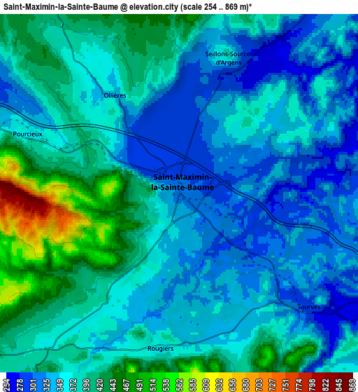 Zoom OUT 2x Saint-Maximin-la-Sainte-Baume, France elevation map