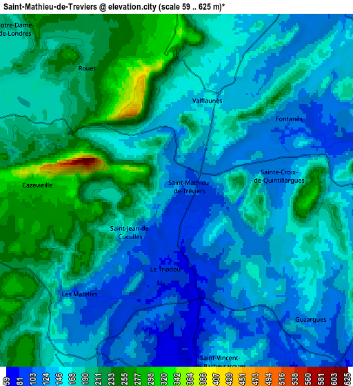 Zoom OUT 2x Saint-Mathieu-de-Tréviers, France elevation map