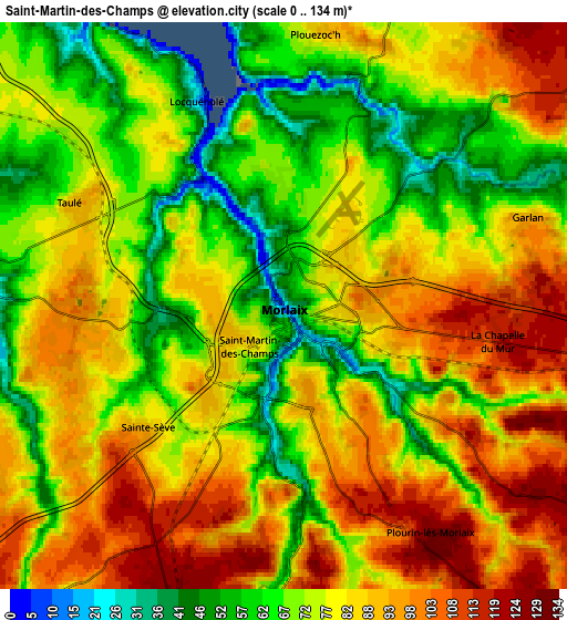 Zoom OUT 2x Saint-Martin-des-Champs, France elevation map