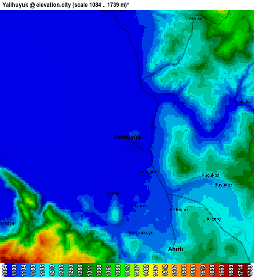 Zoom OUT 2x Yalıhüyük, Turkey elevation map