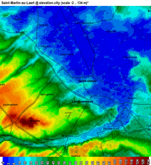 Zoom OUT 2x Saint-Martin-au-Laërt, France elevation map